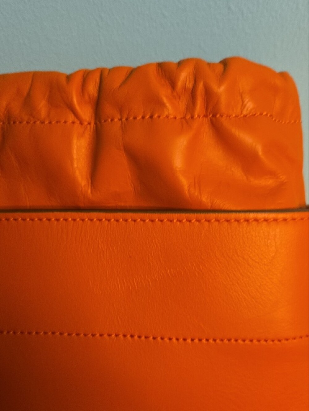 Mercedes Castillo Orange Leather Drawstring Bucket Bag - - Picture 7 of 9